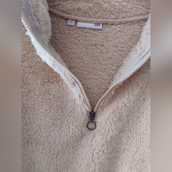 SO Junior's Plus Size 2X 1/4 Zip Cropped Sherpa Pullover Beige Dropped S… - Picture 3 of 8